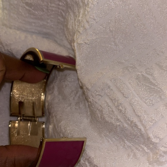 Pink and Gold Tone  Stud hinge Cuff chunky Bracelet - Picture 4 of 5